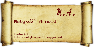 Metykó Arnold névjegykártya